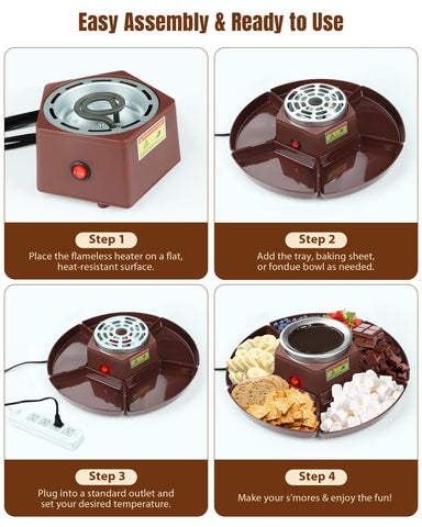 Evjeal Smores Kit fondue plates for individual portions