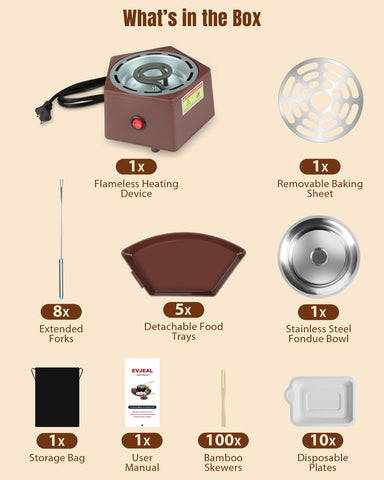 Evjeal Smores Kit fondue trays keep ingredients organized