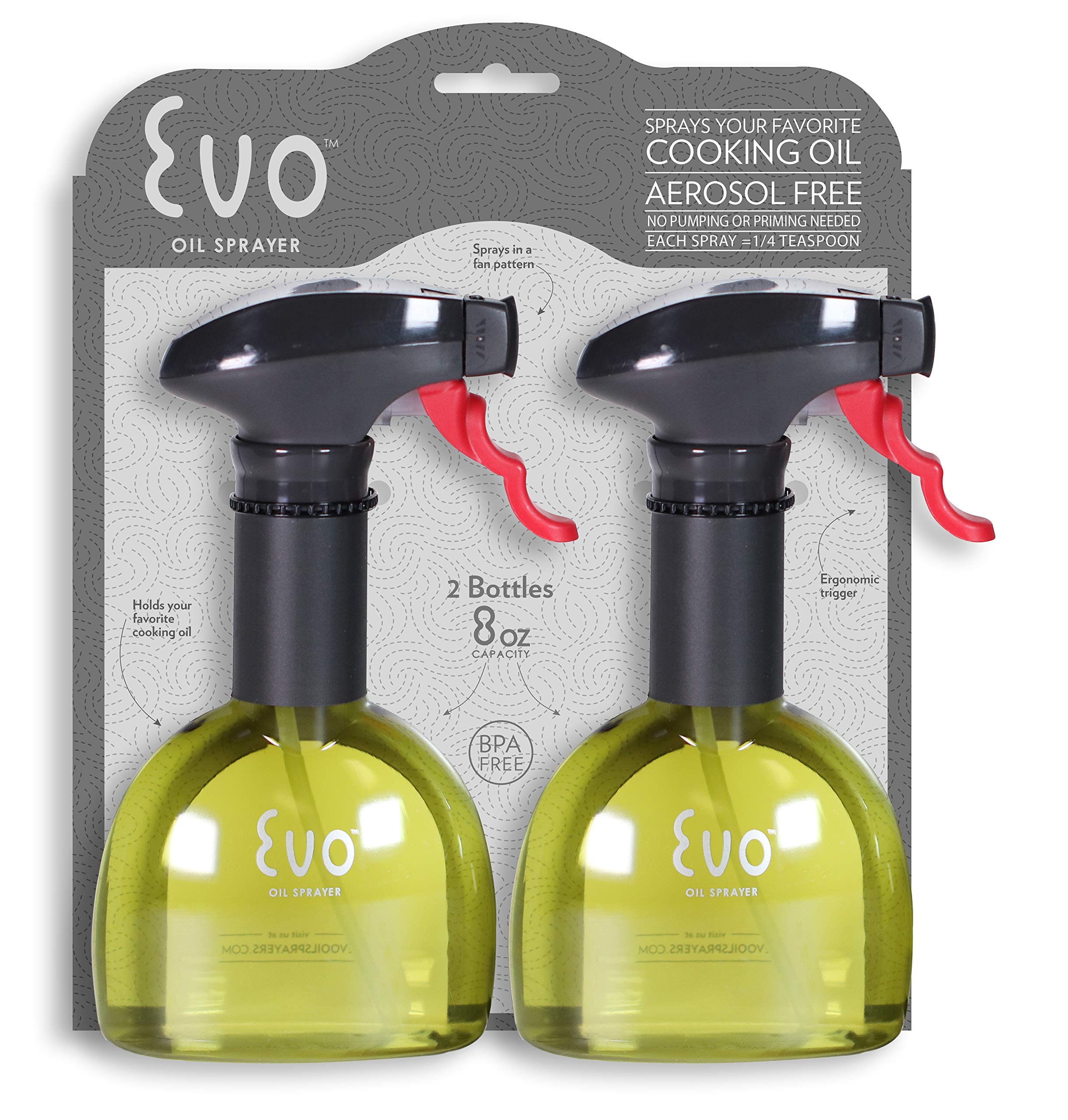 Evo Oil Sprayer side view, easy to refill and control oil flow.