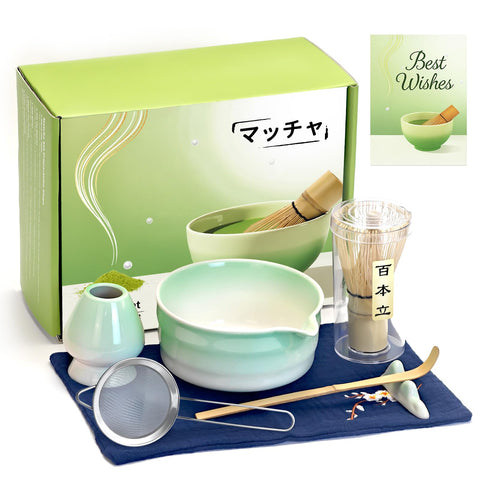 Evoio Matcha Set ceramic bowl close-up with vibrant glaze