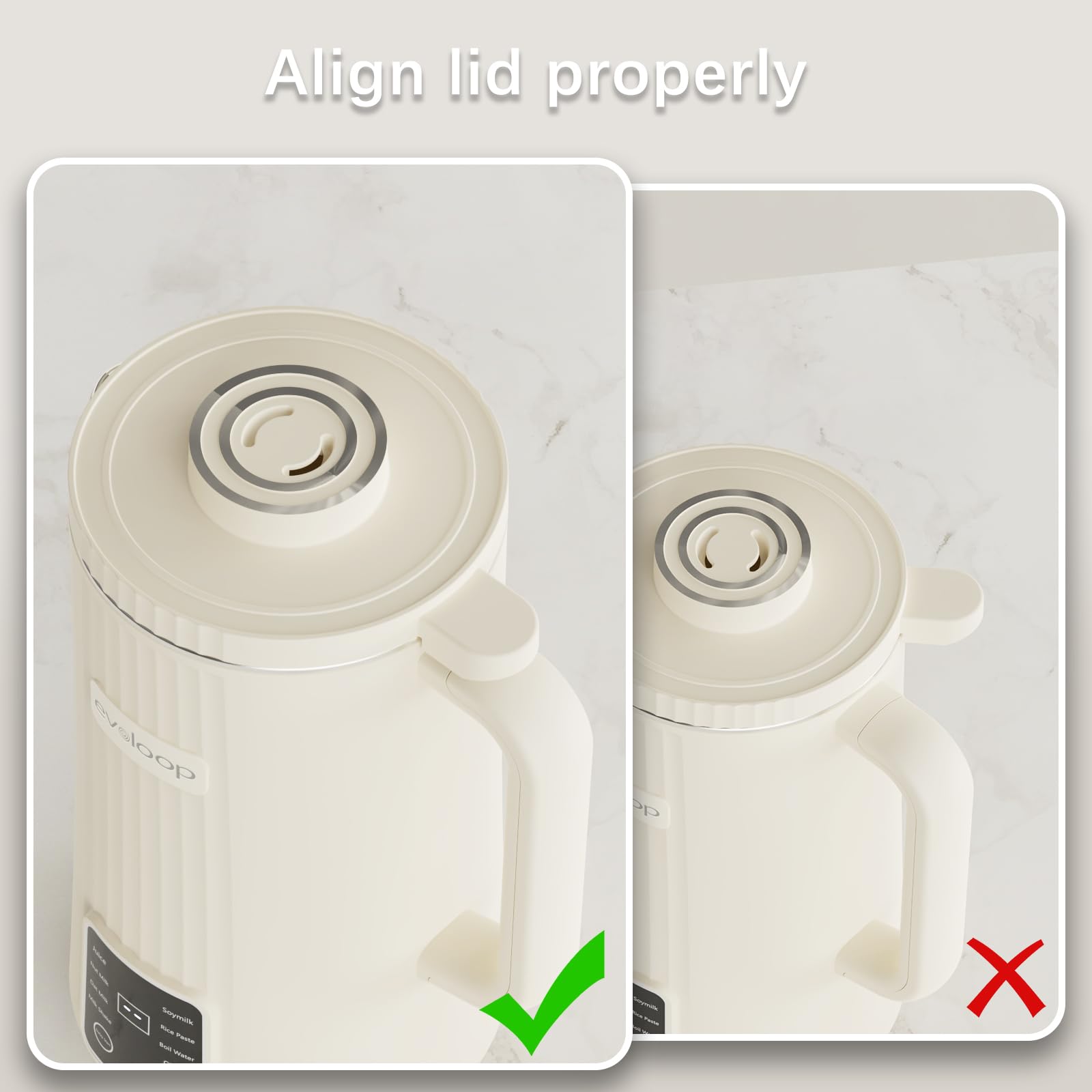 Evoloop control panel showing intuitive operation for almond and oat milks.