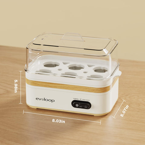 BPA-free construction of Evoloop egg cooker for safe daily use.