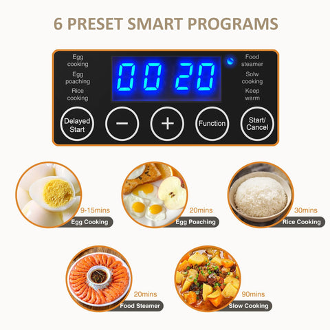 Evoloop egg cook program enabling consistent soft or hard boiled eggs.