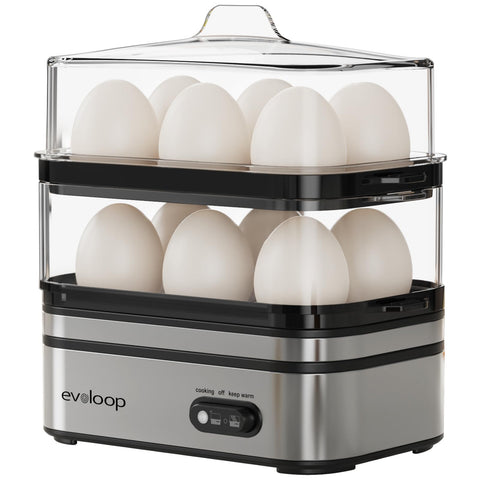 Evoloop Rapid Egg Cooker with 12-egg capacity for quick breakfasts