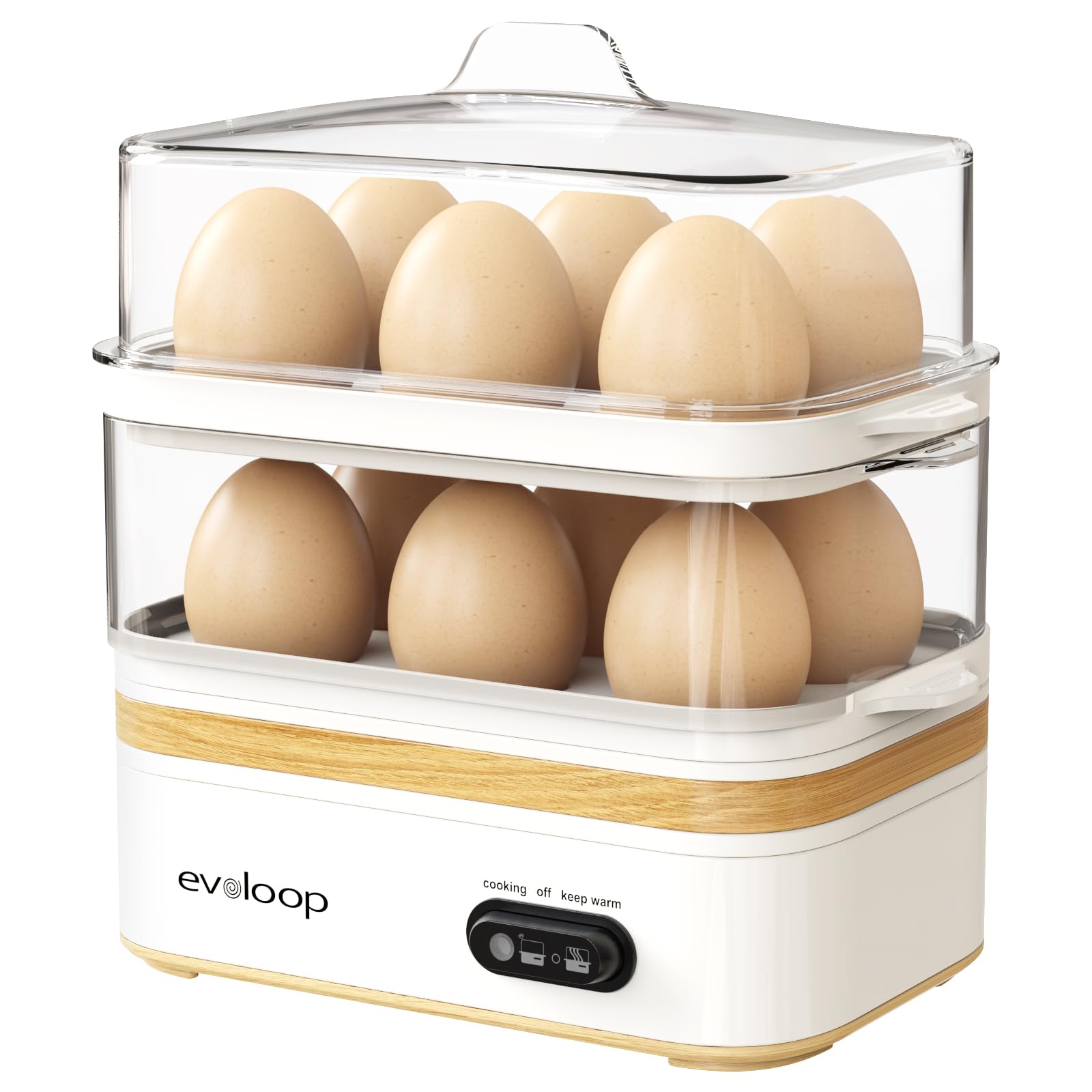 Evoloop Rapid Egg Cooker with 12 egg capacity for quick batch breakfasts