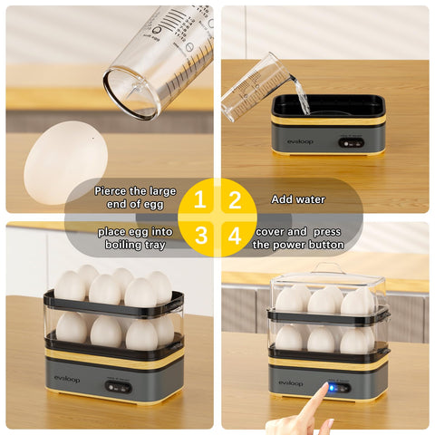 Evoloop Rapid Egg Cooker detachable parts simplify cleaning and dishwasher use.