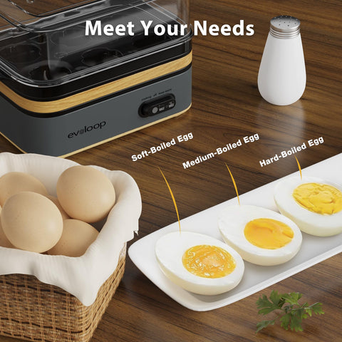 Evoloop Rapid Egg Cooker digital controls showing easy timer options