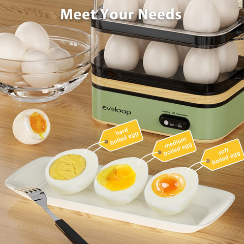 Evoloop Rapid Egg Cooker stackable design saves counter space in small kitchens.