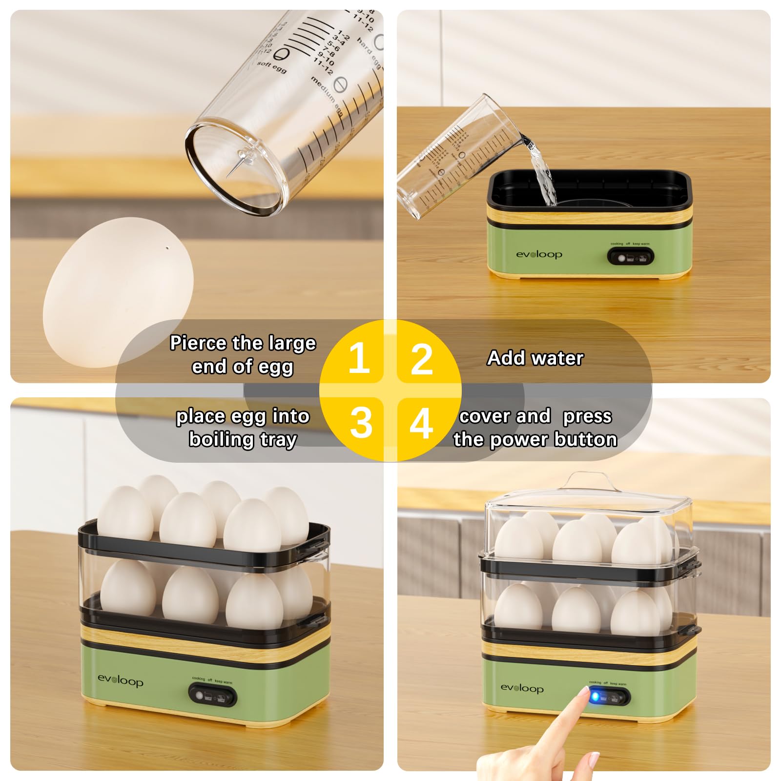 Evoloop Rapid Egg Cooker vegetable steamer for side dishes and more.