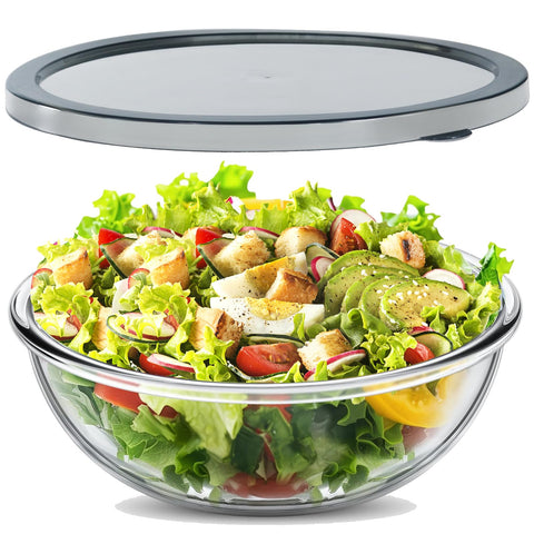 EWAFILU 6.2QT glass mixing bowl with lid for easy meal prep and storage
