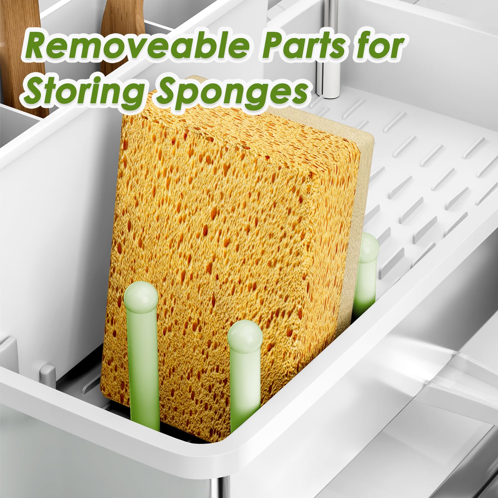 Ewaiira versatile organizer works in kitchens, bathrooms, and vanity areas.