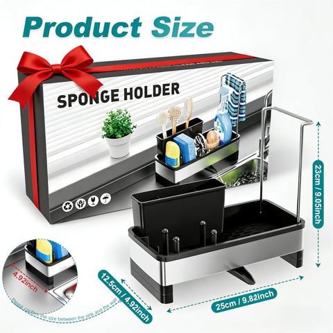 Ewaiira sink caddy with 360-degree drainage prevents water pooling on counters.
