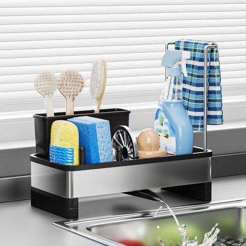 Ewaiira sink caddy with sponge storage keeps sponges organized and counters clean.