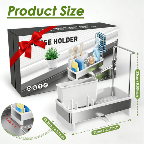 Ewaiira sponge holder with drainage promotes fast drying and neat countertops.