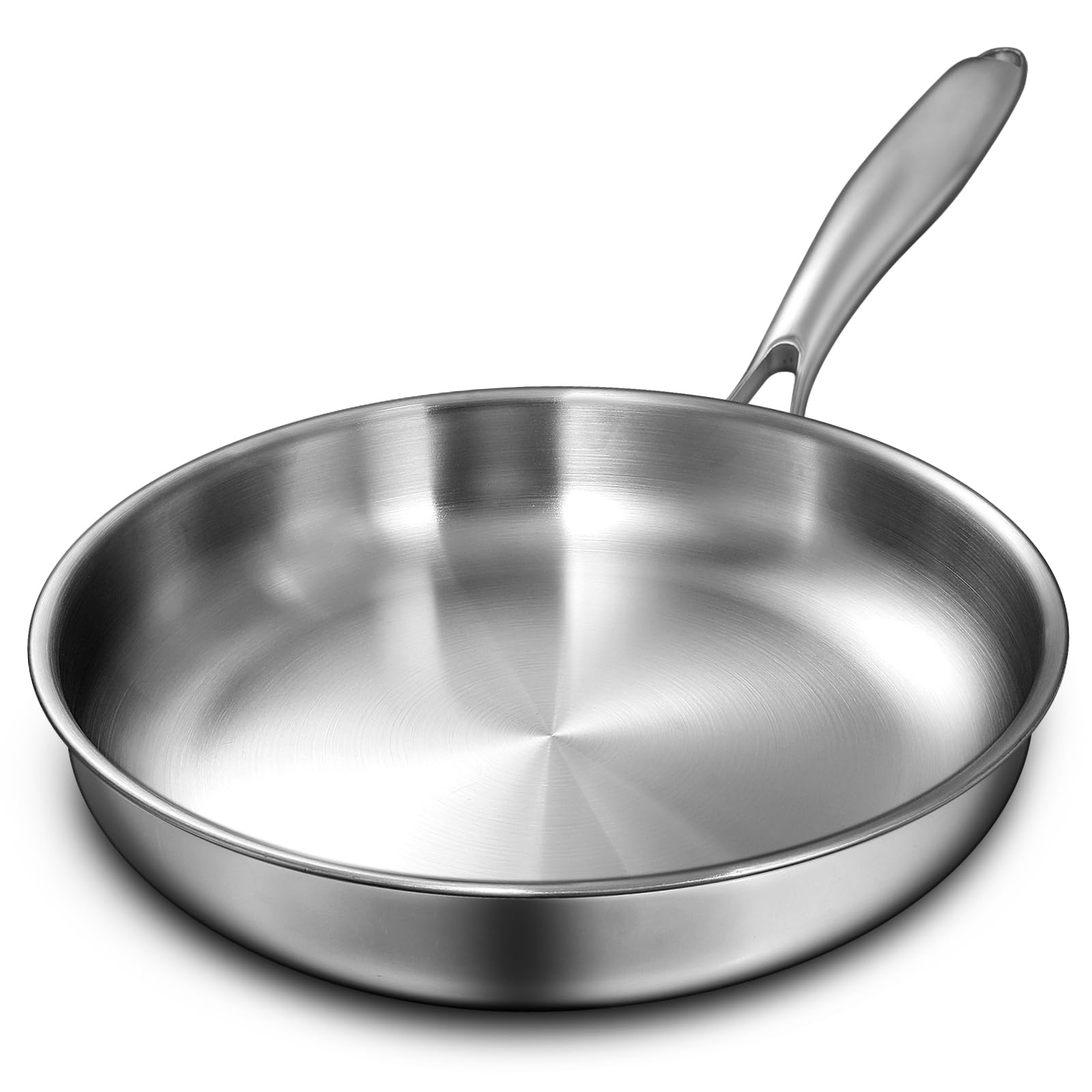 EWFEN 12-inch tri-ply frying pan showing even heat distribution for consistent results.