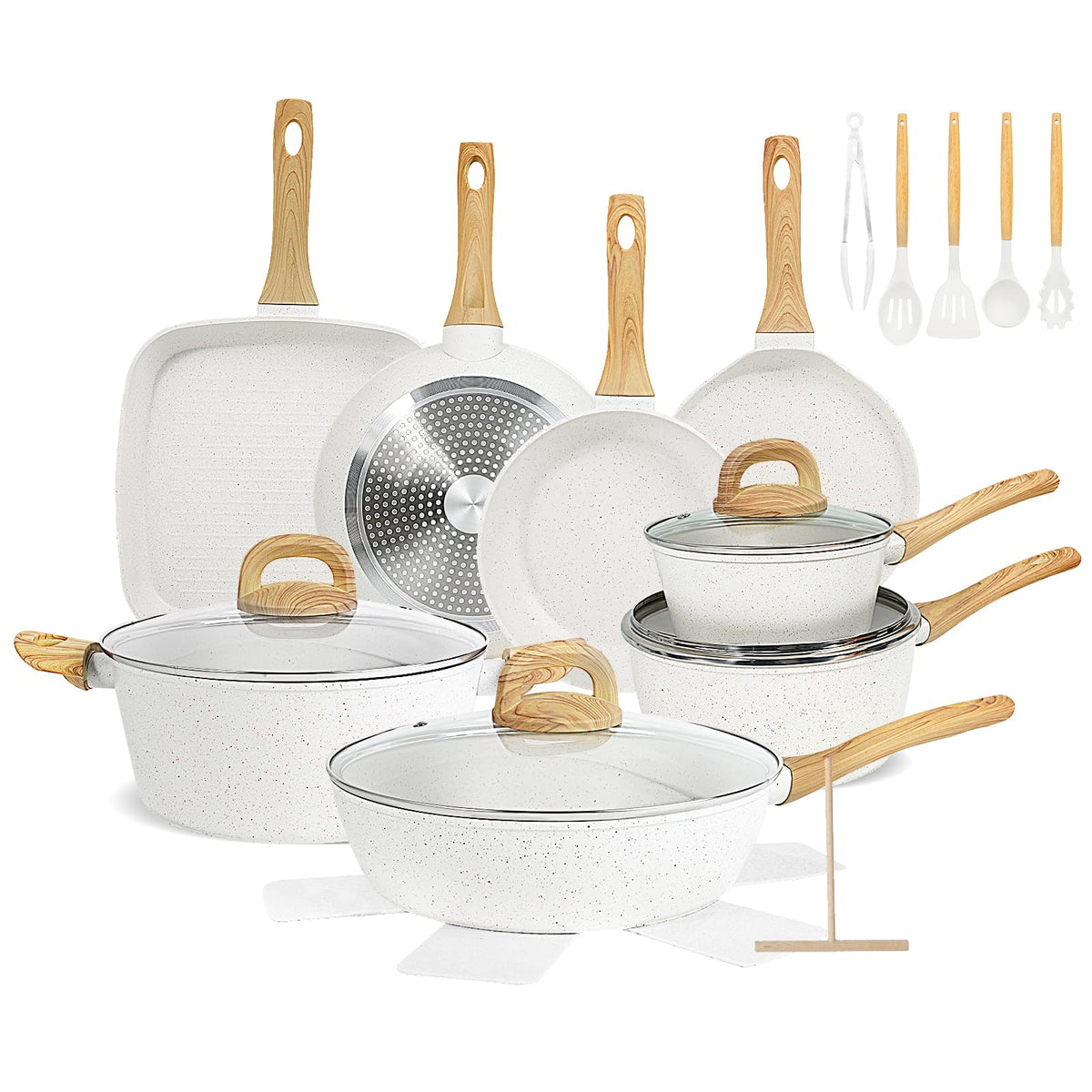 EWFEN 9.5-inch frying pan with granite nonstick surface for easy release