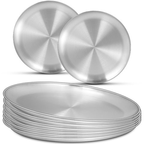 EWFEN 8-pack stainless steel plate set for durable outdoor dining