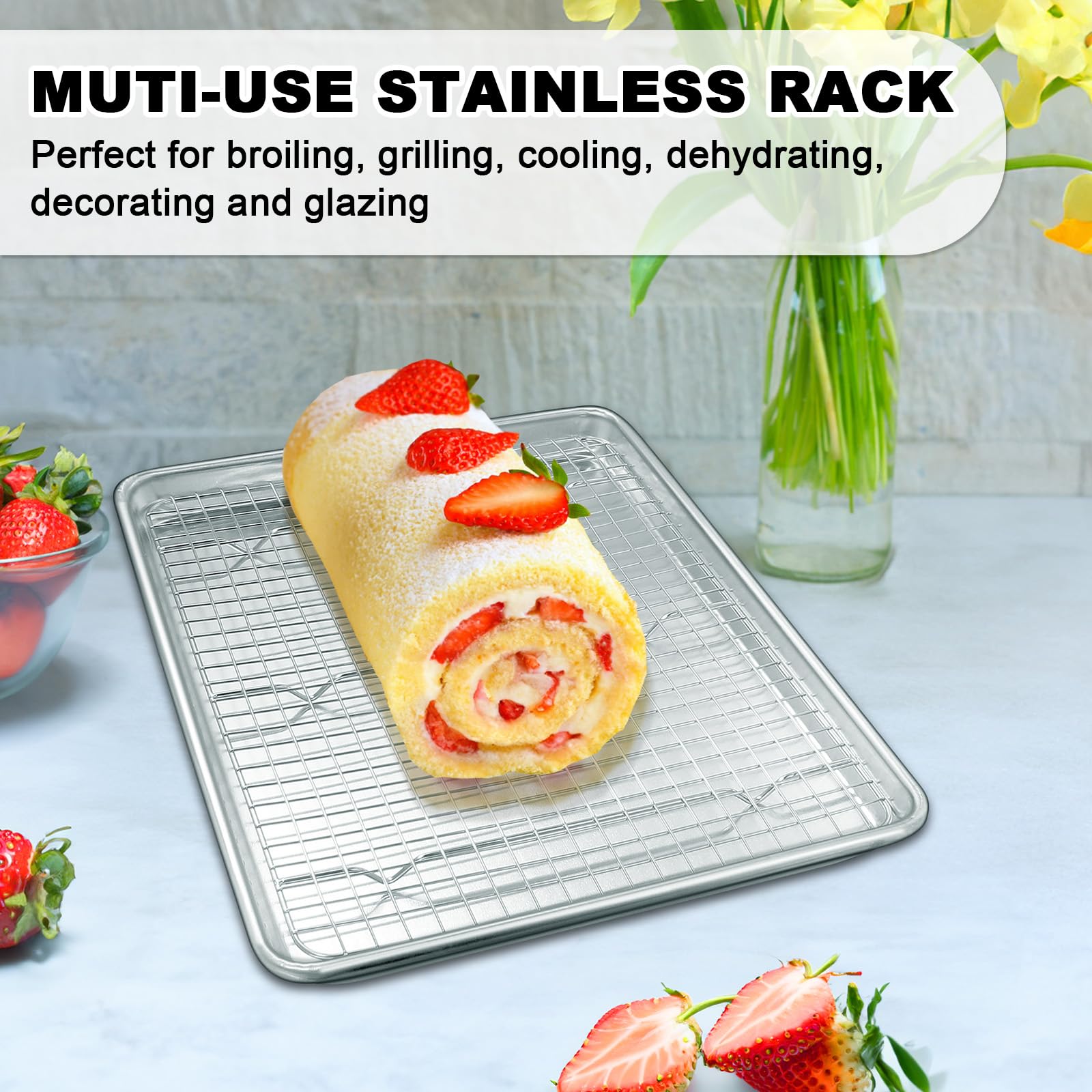 EWFEN baking sheet in action with evenly browned vegetables on the sheet pan.