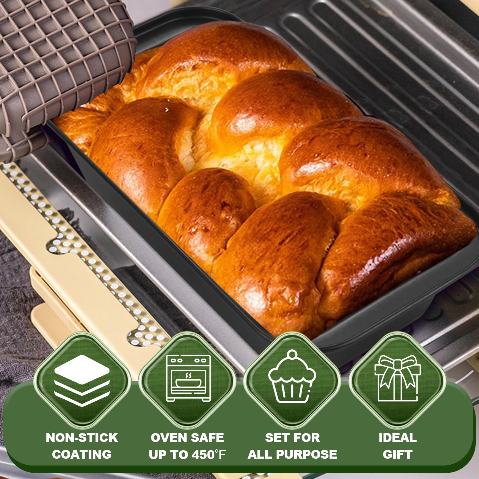 EWFEN loaf pan sturdy carbon steel for even loaf lifting