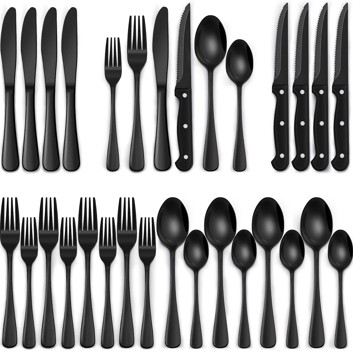 EWFEN black silverware dinner forks provide style and everyday durability.