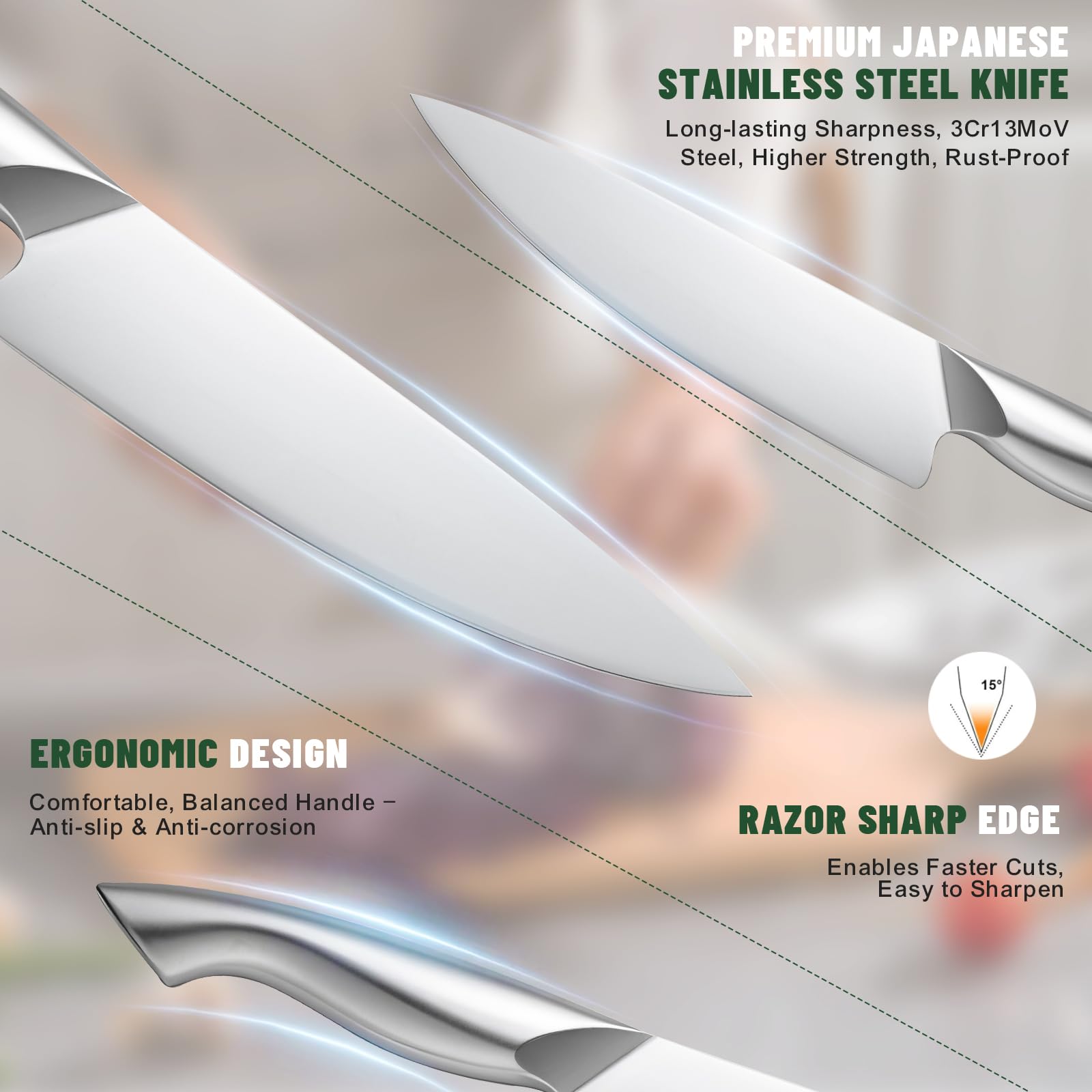 EWFEN 8-inch bread knife provides clean crumb cuts and crust separation.