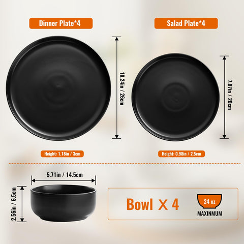 EWFEN 5.71-inch deep bowls in black for soups and portions.