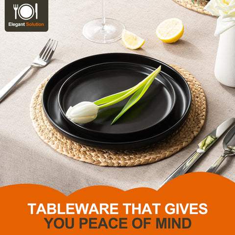 EWFEN 10.25-inch dinner plate in black offers a modern, chip-resistant surface.