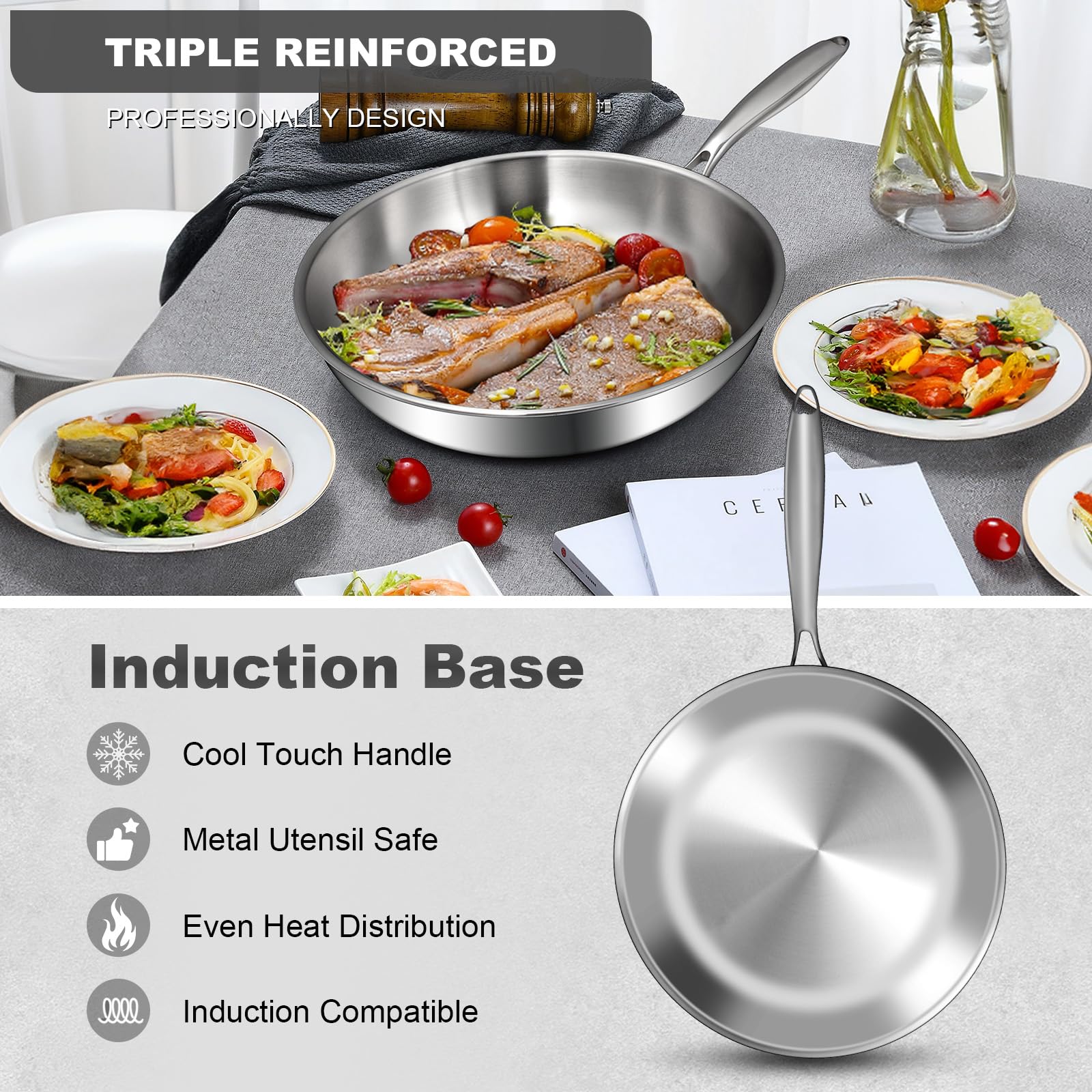 EWFEN pan with a dishwasher-safe exterior for simple cleanup after cooking.