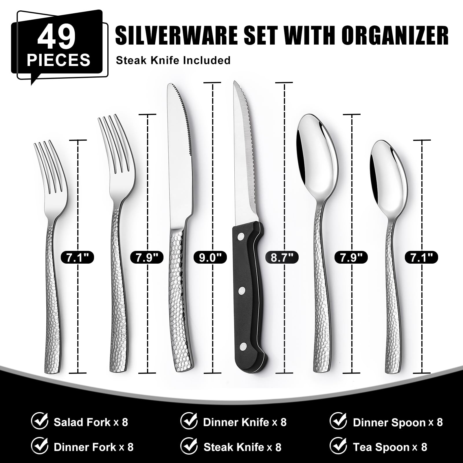 EWFEN drawer organizer with six compartments keeps utensils sorted and accessible.