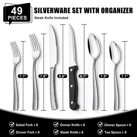 EWFEN drawer organizer with six compartments keeps utensils sorted and accessible.