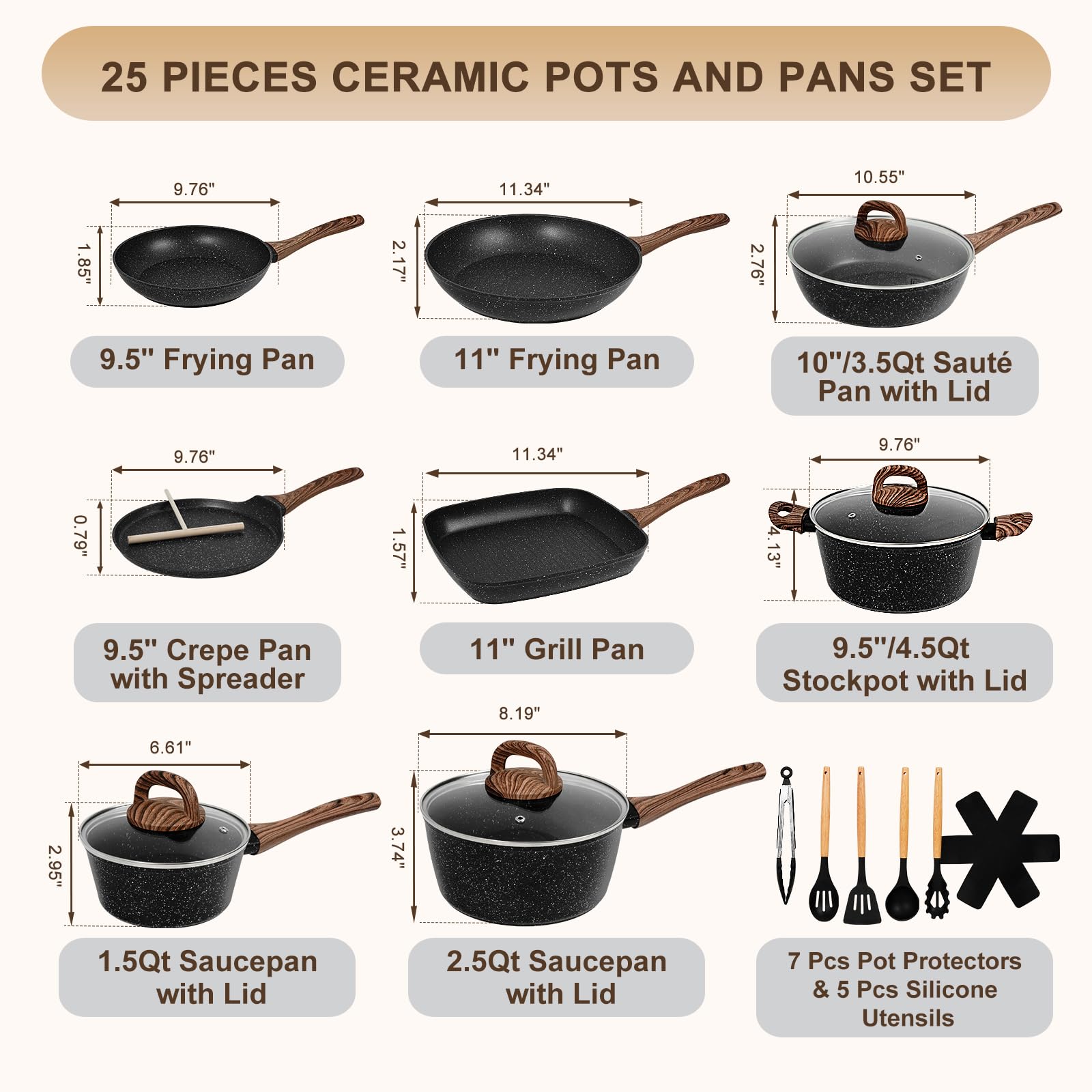 Granite non-stick coating close-up showing smooth release and toxin-free surface.