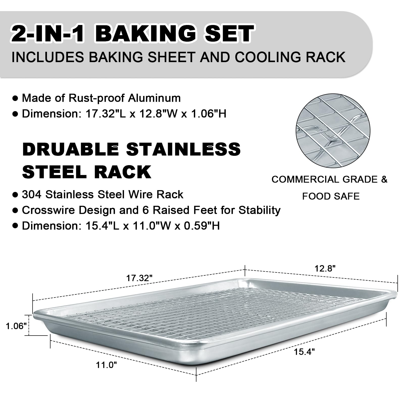 EWFEN half-sheet pan with rack—top view, large capacity for batch dinners.