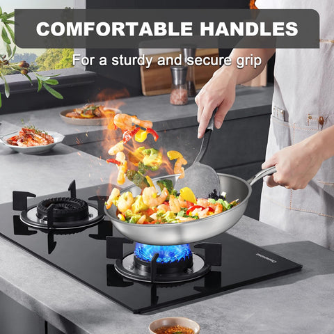 EWFEN tri-ply pan on induction cooktop, compatible with various hob types.