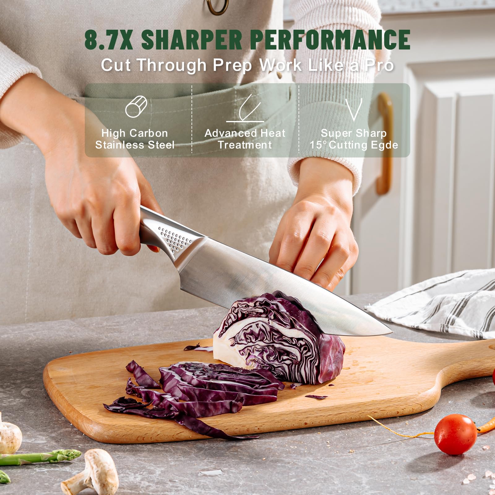 EWFEN 8-inch slicing knife ready for clean meat cuts