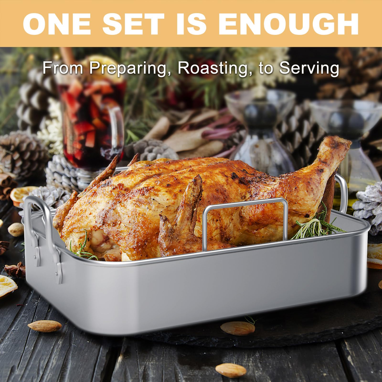 EWFEN multi-use roasting pan for lasagna and vegetables demonstrates versatility.