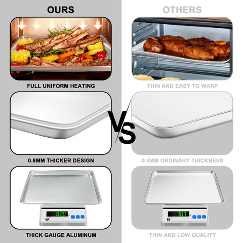 EWFEN natural aluminum cookie sheet—close-up, mirror finish and easy release.
