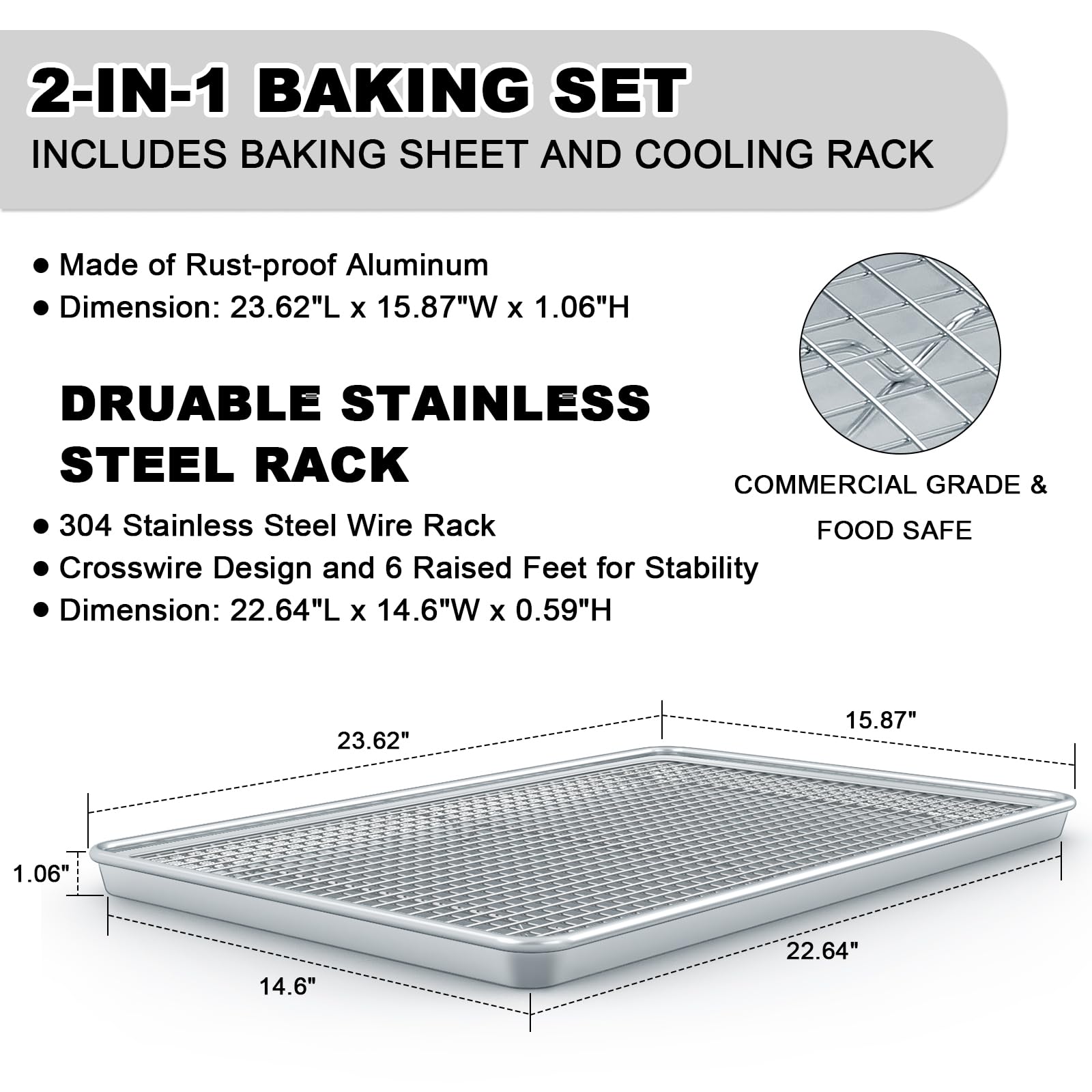 EWFEN natural aluminum cookie sheet with smooth mirror finish for easy release.