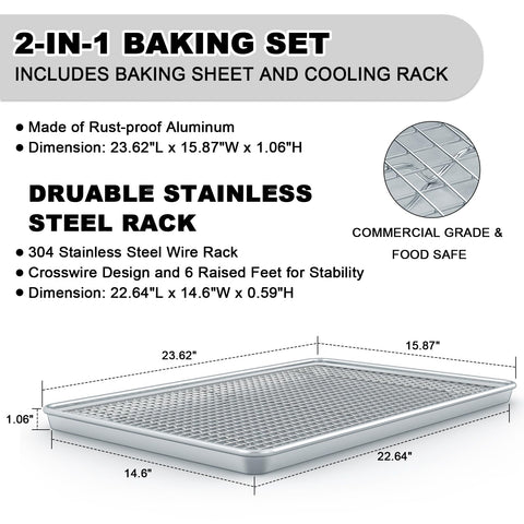 EWFEN natural aluminum cookie sheet with smooth mirror finish for easy release.