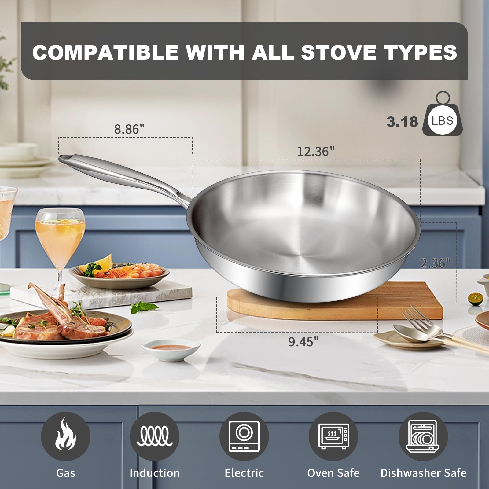 EWFEN tri-ply pan that withstands up to 500°F for versatile cooking in the oven.