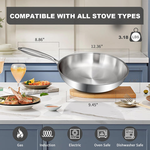 EWFEN tri-ply pan that withstands up to 500°F for versatile cooking in the oven.