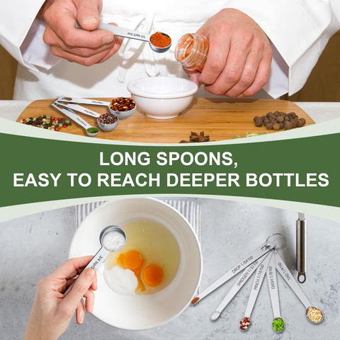 EWFEN rectangular spoons fit into small jars for accurate spice and herb measurements.