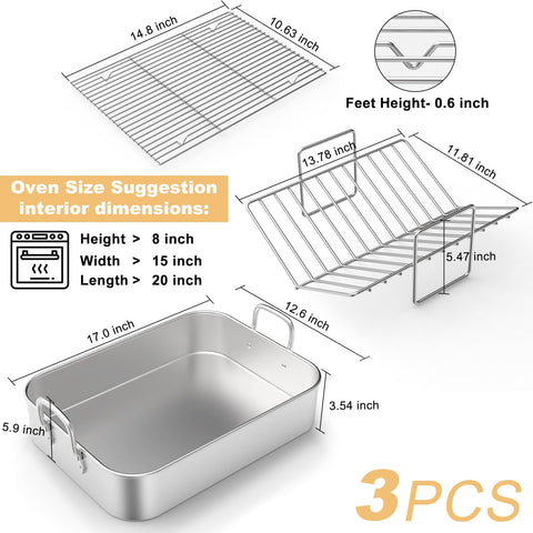 EWFEN roasting pan fixed-handle close-up for easy lifting and secure handling.