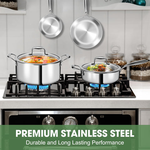 EWFEN 2.2qt saucepan with lid, versatile for pastas and reductions.