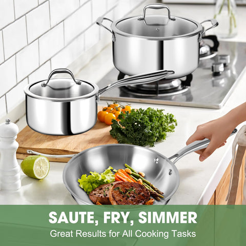 EWFEN 3qt sauté pan with lid, precise searing and moisture retention.