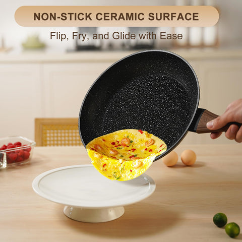 Silicone utensils included support practical, complete cooking versatility in one package.