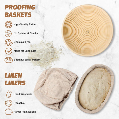 EWFEN Sourdough Banneton Oval 10in for versatile loaf shaping