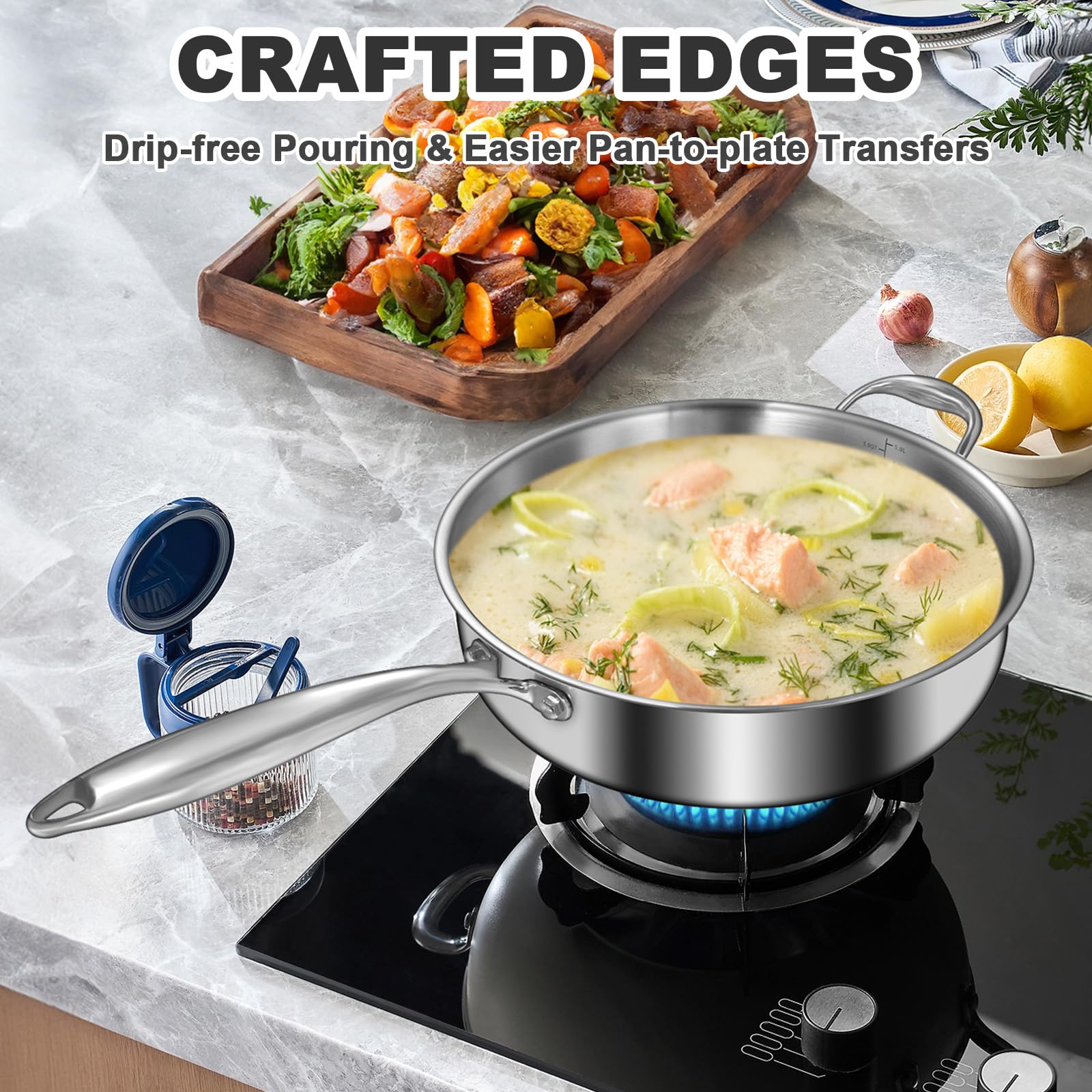 EWFEN 304 stainless interior close up shows safe, easy clean cooking quality.