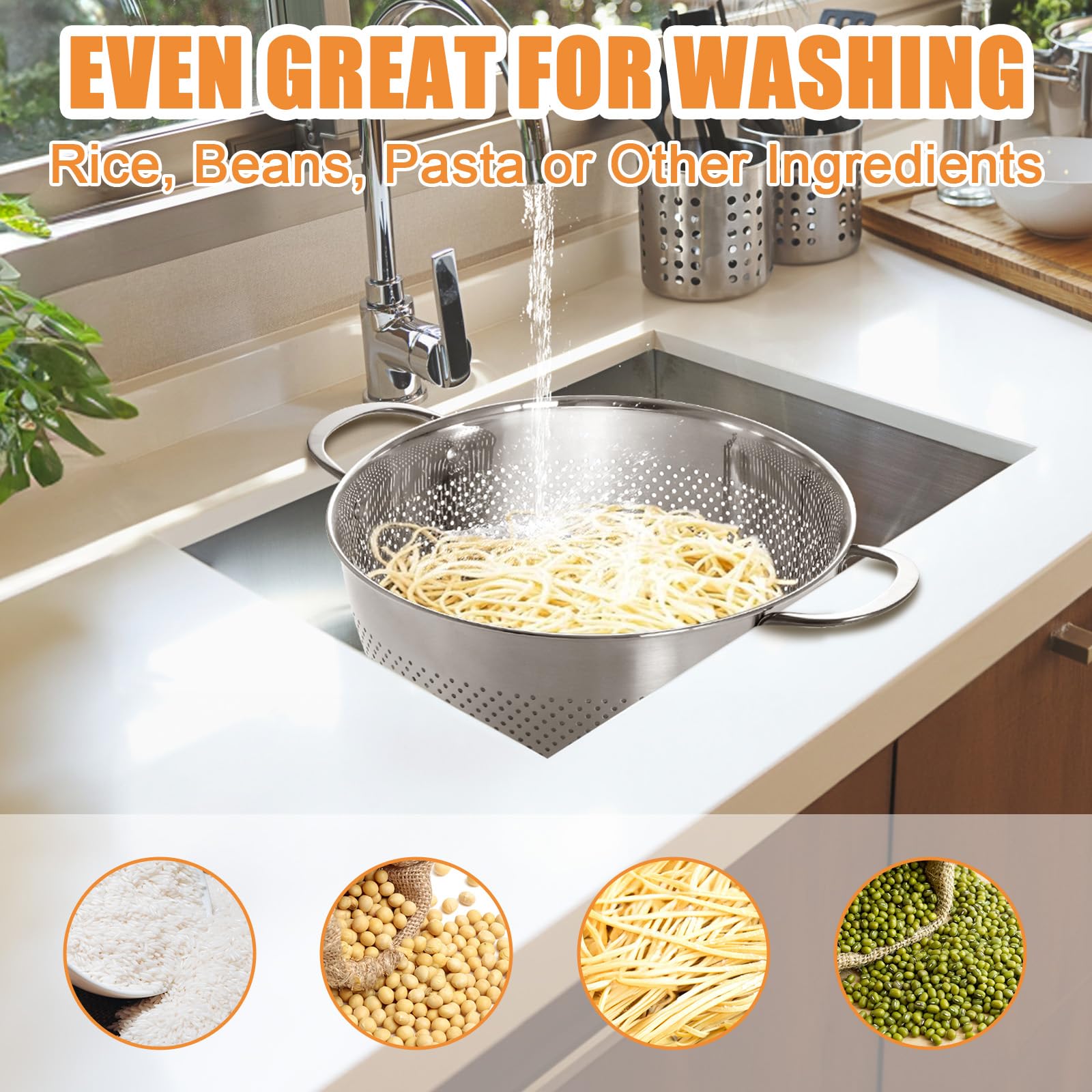 EWFEN rust-resistant stainless steel colander designed for long-lasting use