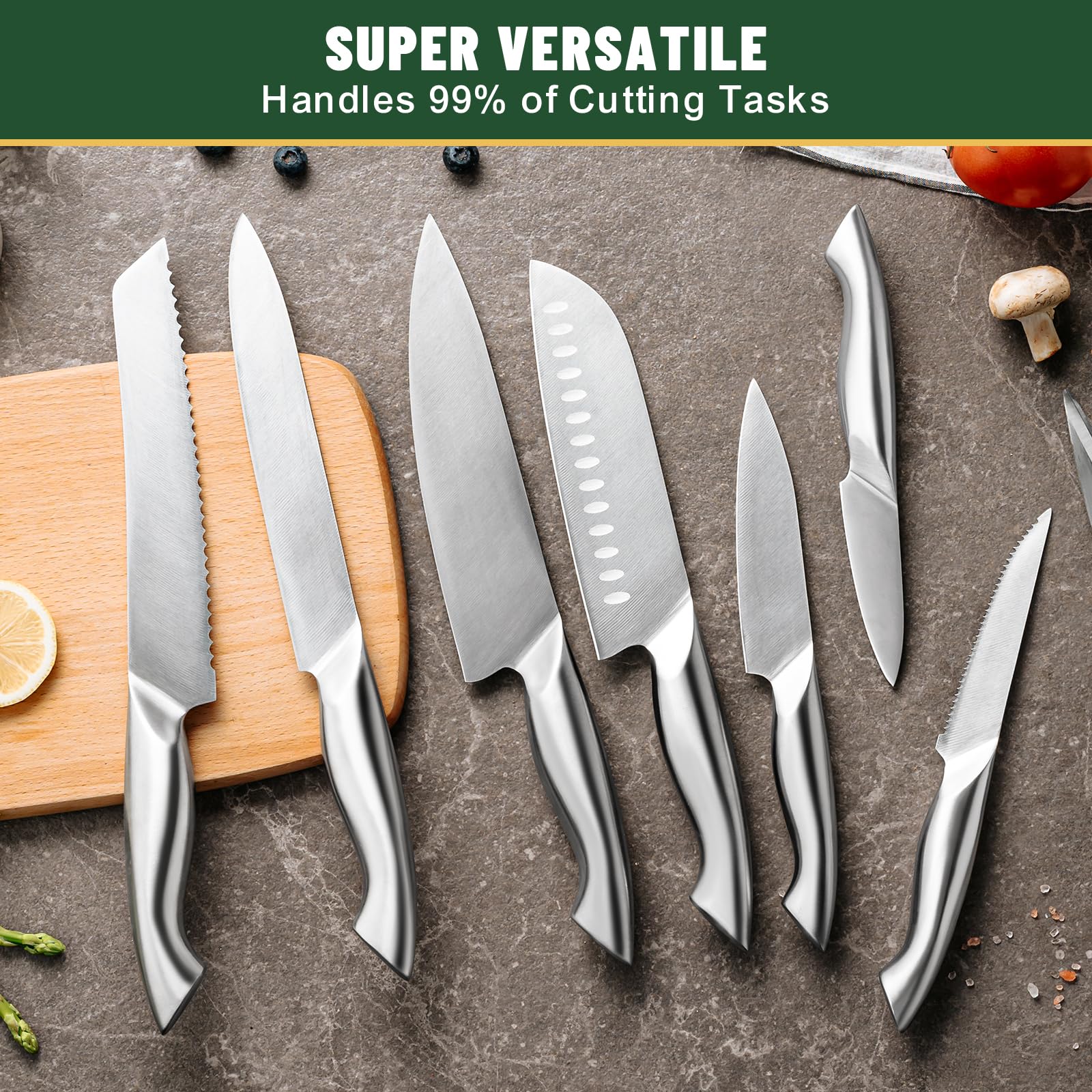 EWFEN 6-piece 4.5-inch steak knives for comfortable dining.