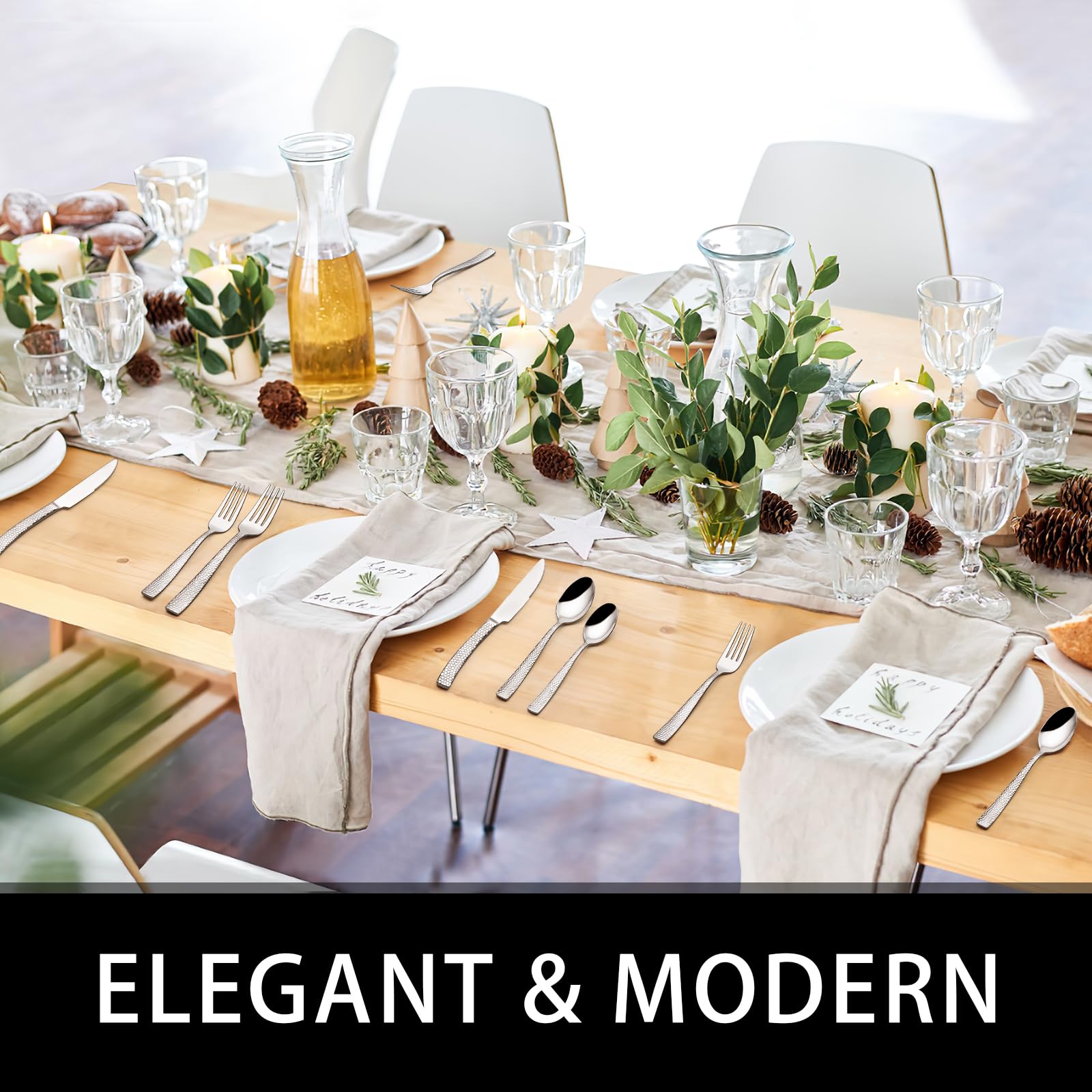 EWFEN steak knife included provides clean, precise cuts for meals.